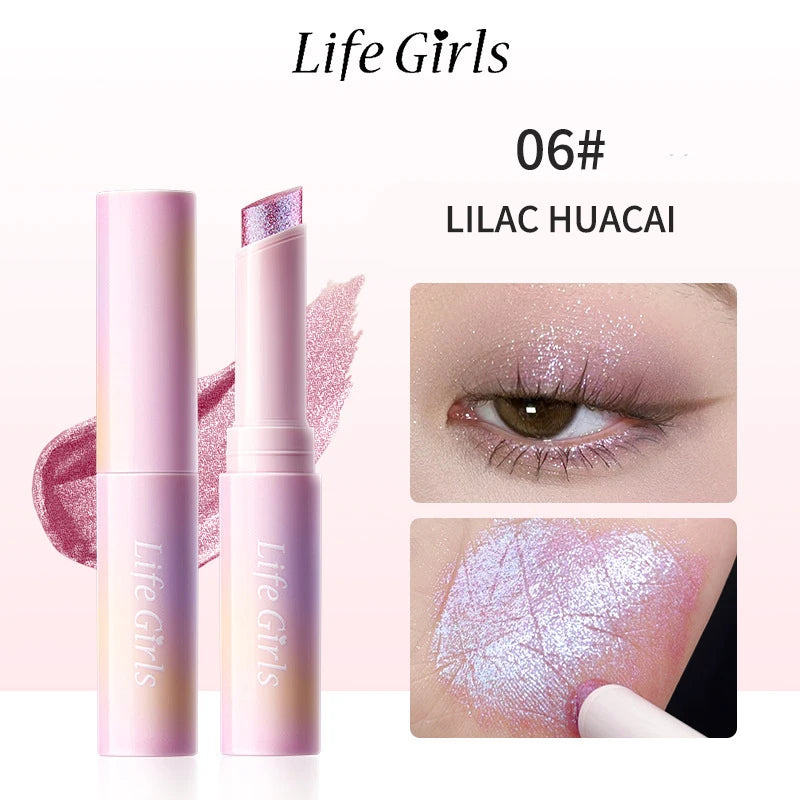 Water-Gloss Jelly Eyeshadow Stick Is a One-Swipe Makeup Highlight Eyeshadow Stick with Pearl Shimmer in Multiple Colors. Luminous Highlight Eyeshadow Stick Is a Two-Use Stick for Eyebrows. Waterproof Effect That Lasts Long an