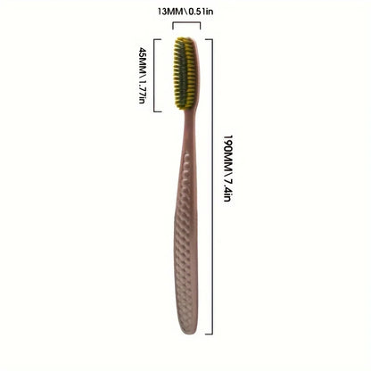 soft hair toothbrush 5pcs bag with curved extended brush head for deep oral cleaning in 5 colors for adults,