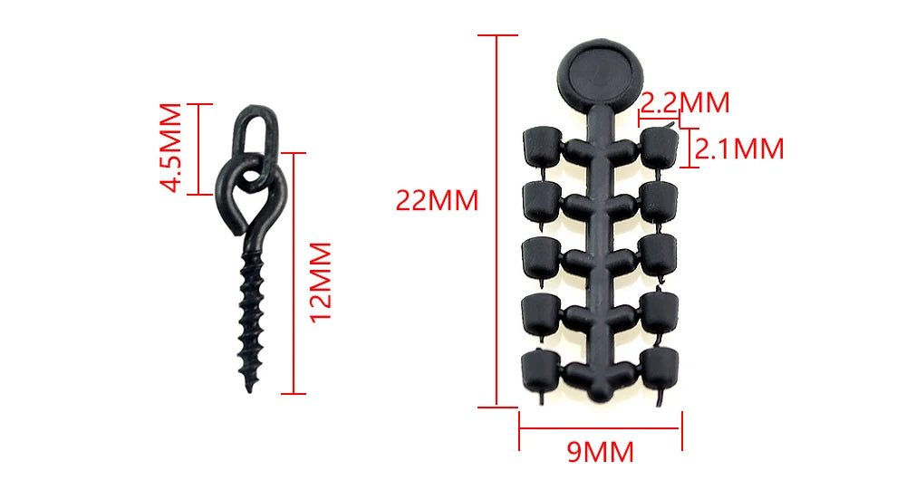 Hirisi 50pcs Rubber Beads for Carp Fish Hook Carp Fishing Accessories Fish Hook Stoper 20pcs Fishing Boilie Screw Chod Rigs