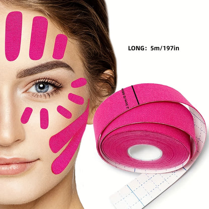 Elastic Face Lift Tape-Instantly Lifts Sagging Jowls,Neck Skin,and Double Chin for a Defined V Jawline-Reusable-0.98*196.85 inch