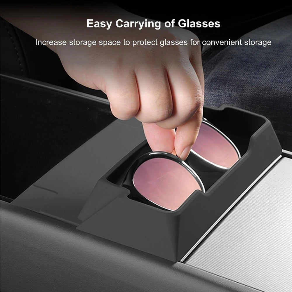 for Tesla Model 3 Y Juniper 2025 2026 Center Console Armrest Storage Box Glasses Holder Tray Case Organizer Interior Accessories
