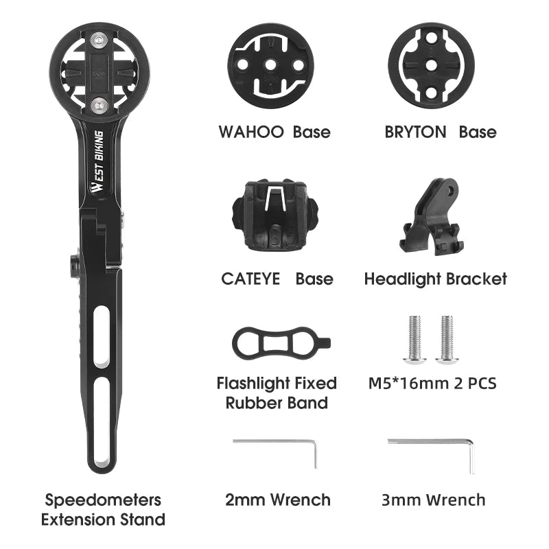 WEST BIKING Bike Speedometer Bracket Lightweight Integrated Bike Computer Extension Stand For Wahoo Bryyton Bicycle Accessories