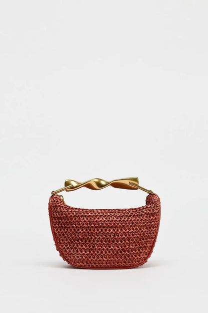 Summer Half-Moon Beach Straw Shoulder Bags Women's Straw Bucket Bag Purse Woven Straw Handbags Casual Tote Crossbody Bag