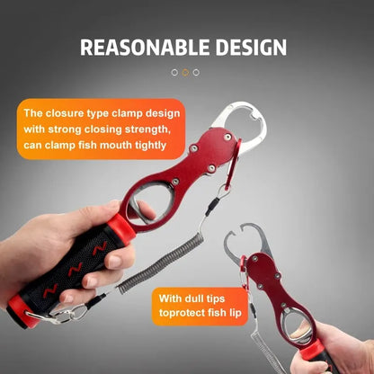 Fishing Lip Gripper Fish Plier Hand Grip Portable Aluminum Alloy Fishing Grip Hook Gripper With Weight Scale Fishing Accessories
