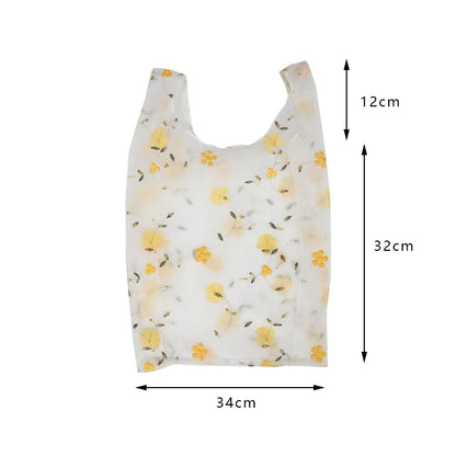 Women Transparent Tote Double Organza Yarn Cloth Bag Embroidery Flowers Handbag High Quality Eco Shopping Bag Purses For Girls