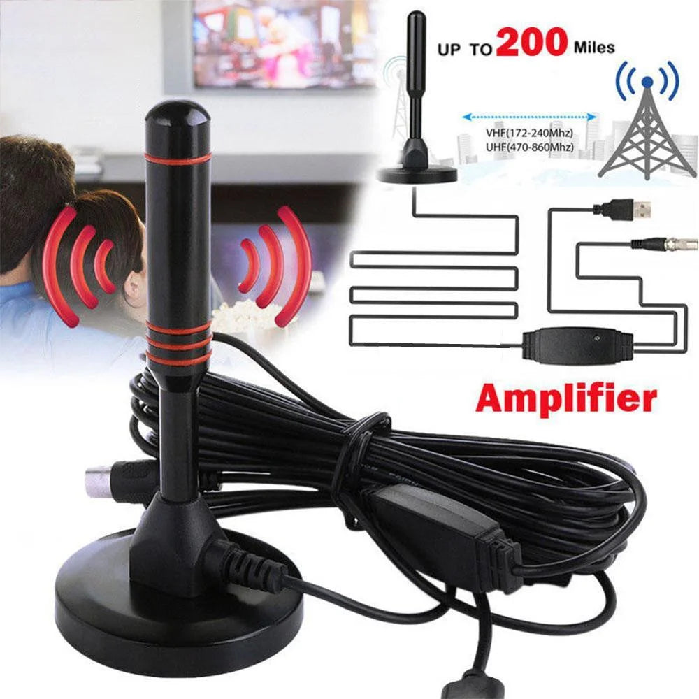 HD Digital TV Antenna Indoor Amplified DAB Antenna 200 Miles Ultra HDTV With Amplifier VHF/UHF Quick Response Outdoor Aerial Set