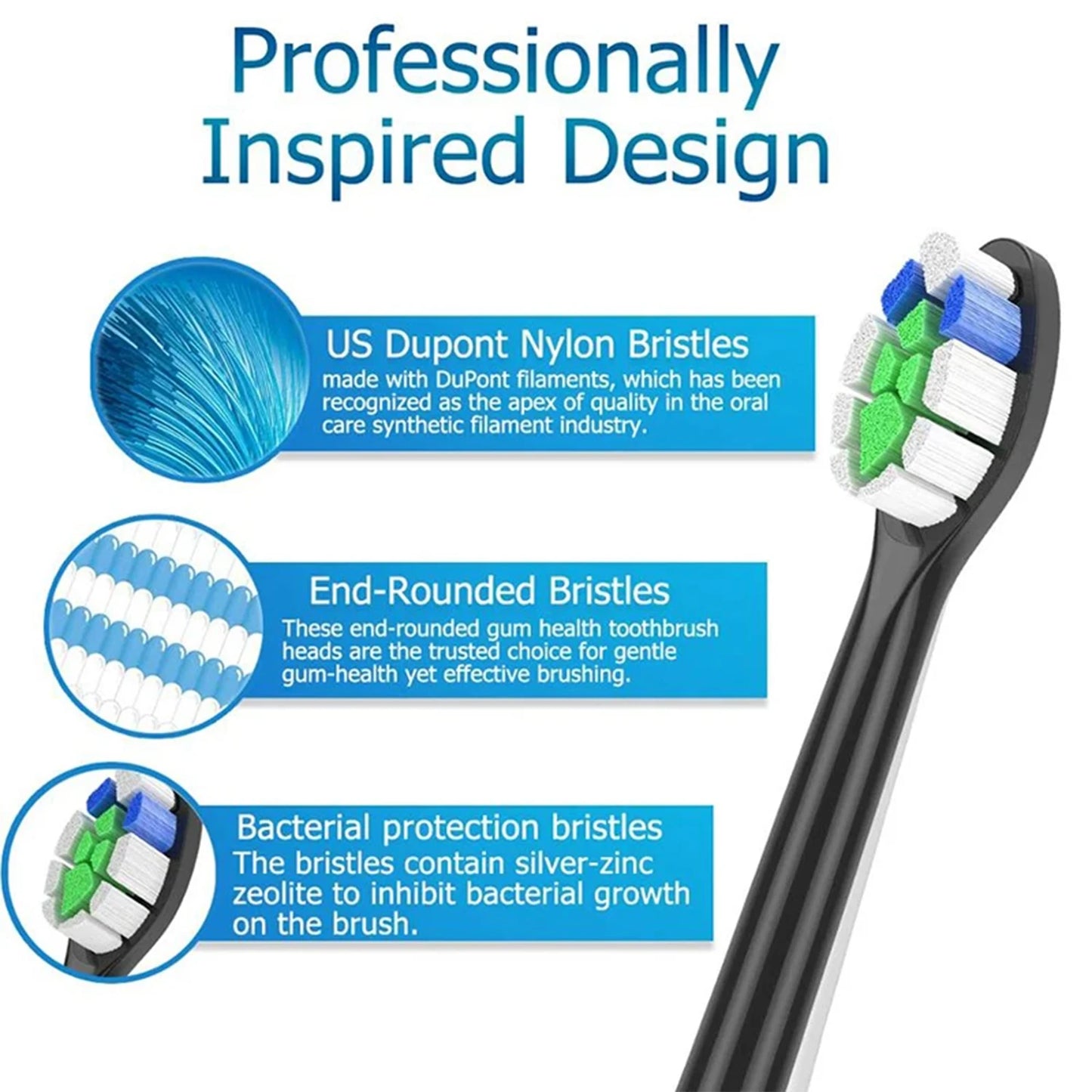 2-20 Pack Replacement Toothbrush Heads Compatible with Philips Sonicare Electric Toothbrush Heads 4100 6500 6100 7500 5300 1100