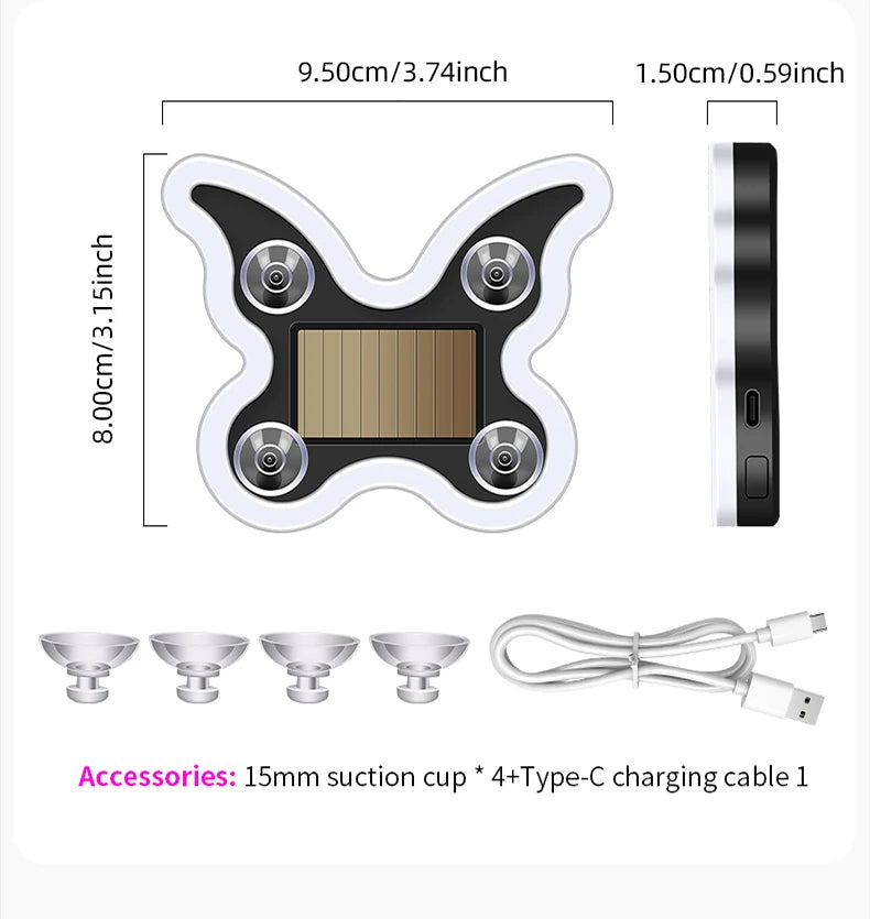 Universal Solar Atmosphere Light Heart-shaped Dynamic Gradient LED Fit Car Interior Ambient Light Decoration Accessory RGB