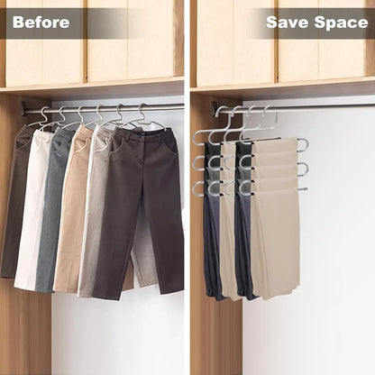Stainless Steel Multi-layer Pants Rack S-shaped Magic Pants Hanging Anti Slip And Space Saving Sardrobe Storage Rack