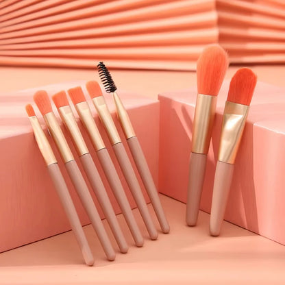 8-Piece Mini Soft and Fluffy Makeup Brush Set, Perfect for Makeup Beginners, Used for Foundation, Blush, and Eyeshadow to Create