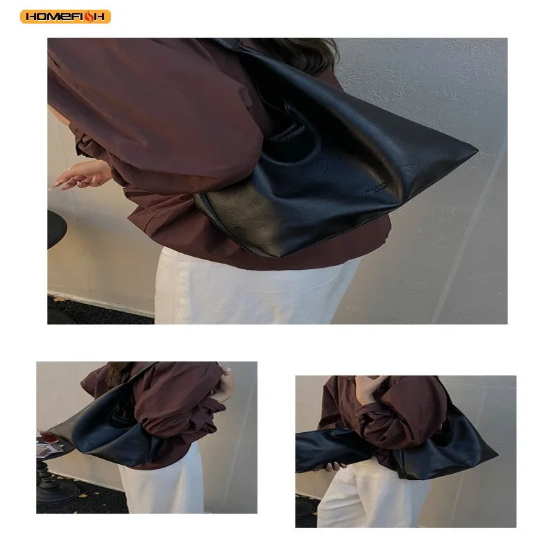 Homefish New Tote bag 100 hand bill of lading shoulder women's bag retro simple large bag Tote bag