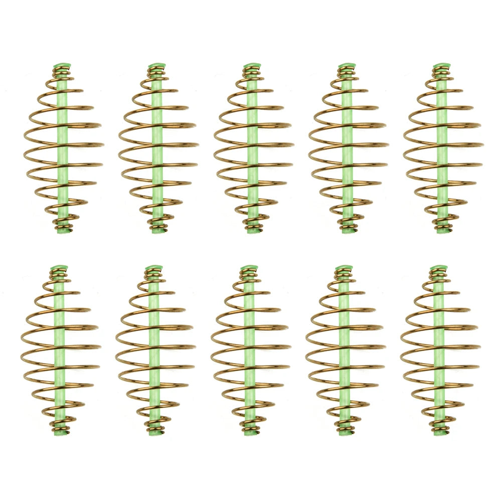 10pcs 2/3.3/4.5/5.5cm Carp Fishing Spring Feeder Fishing Bait Cage For Carp Fishing Fresh & Saltwater Inline Method Feeder Acces