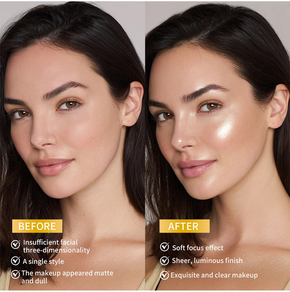 Face Highlighter Powder Instant Silky Skin Glow Long Lasting Waterproof Baked Shimmer Illuminator Makeup Contouring Glitter