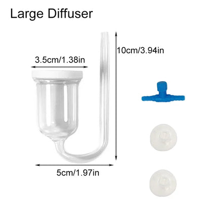 CO2 Diffuser for Aquarium Bubble Reactor CO2 System Atomizer for Fish Tank Live Plants Water Grass Grow Refiner with Suction Cup