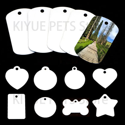 20Pcs Wholesale Personalized Pet ID Nameplate  Heat Transfer Aluminum Blank Hang Tag Customized Key Ring Accessories Pendant