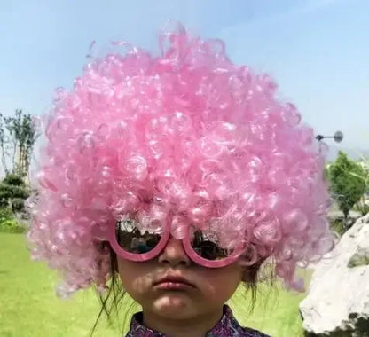 Afro Curly Clown Wigs Funny Cheerleading Wig Clown Props Football Fans Wavy Synthetic Wigs for Performance Halloween Cosplay