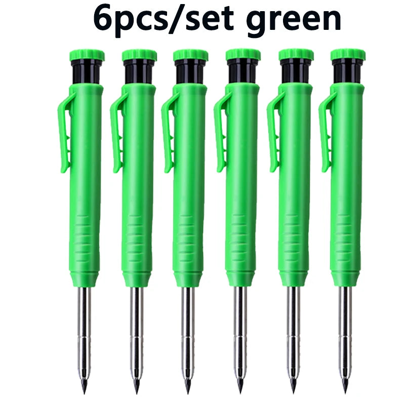 6Pcs Engineering Drawing Woodworking Marking Mechanical Pencils, 2.8mm Long Head Carpenter Pencil, Applicable Construction Works