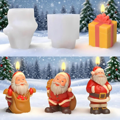 Christmas Santa Claus Silicone Candle Molds Aromatherapy Gypsum Soap Baking Mould Festival Ornament Decor Xmas Gifts Making Mold