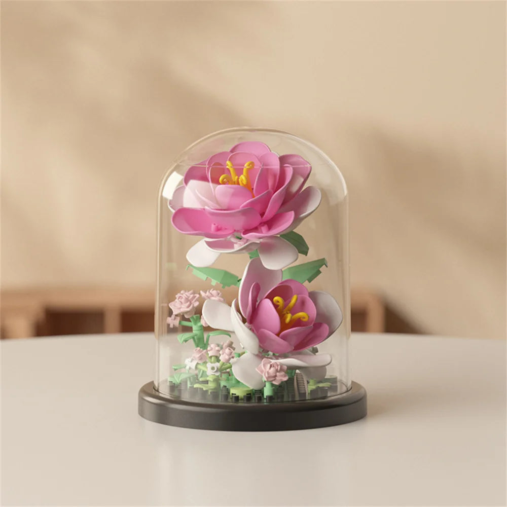 Eternal Flower Bouquet Bonsai Potted Plant Micro Building Blocks Model Home Decoration Toy For Kid Birthday Gift