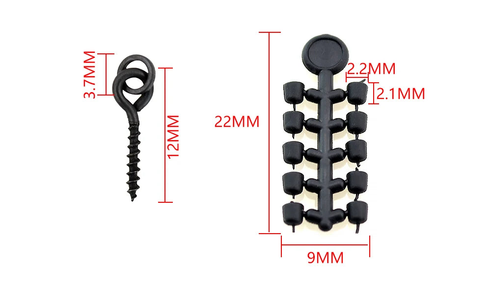 Hirisi 50pcs Rubber Beads for Carp Fish Hook Carp Fishing Accessories Fish Hook Stoper 20pcs Fishing Boilie Screw Chod Rigs