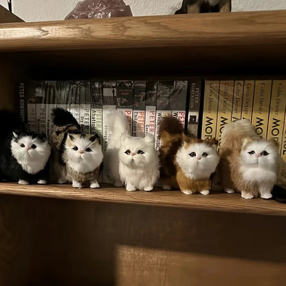 Simulation Cat Plush Toys Soft Stuffed Kitten Model Fake Cats Realist Animals for Kids Girls Birthday Valentine's Day Gift