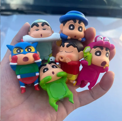 6pcs Anime Figure Xiaoxin Screen Lying Style Blind Box Kawaii Car Ornament Cartoon Figure Display Decor Craft Toys Festival Gift