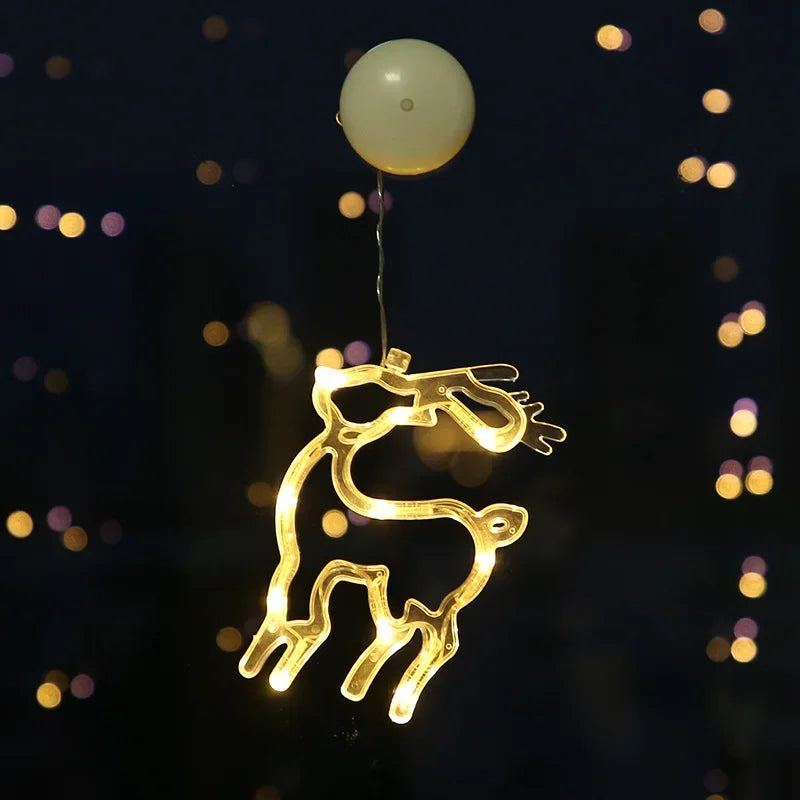 Christmas LED Light Snowflake Santa Hanging Battery-operated Window Ornaments Decoration for Home Xmas Navidad New Year Decor