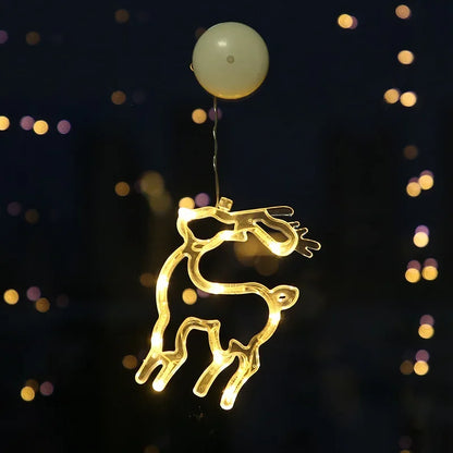 Christmas LED Light Snowflake Santa Hanging Battery-operated Window Ornaments Decoration for Home Xmas Navidad New Year Decor