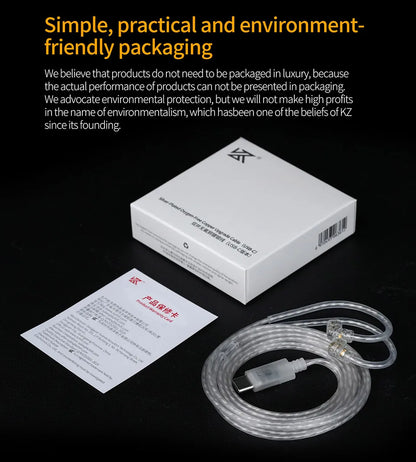 KZ Earphones Cable OFC Silver Plated Upgrade Cable Wire Type-c 2PIN Cables Microphone Optional