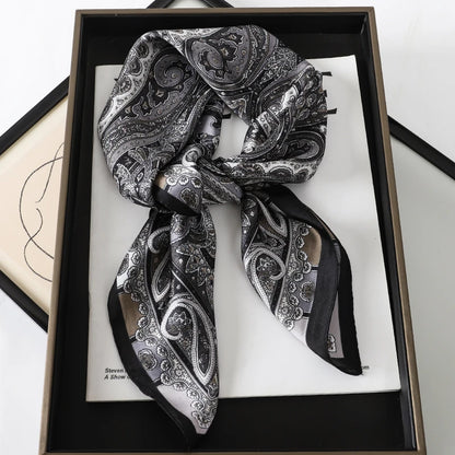 2025 New Fashion Luxury Printed Square Shawl Women 70x70cm Pashmina Silk Scarf Neck Headband Bandana