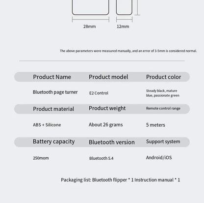 BT Page Turner, e-book reader, smartphone Bluetooth remote control, support for sliding short videos, Android/iOS mobile phones
