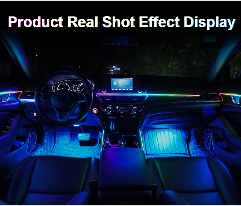 6/10/14/18 in 1 Led Car Ambient Lights RGB 213 64 Color Acrylic Strips Symphony Streamer Interior Rainbow Atmosphere Lamp Kit