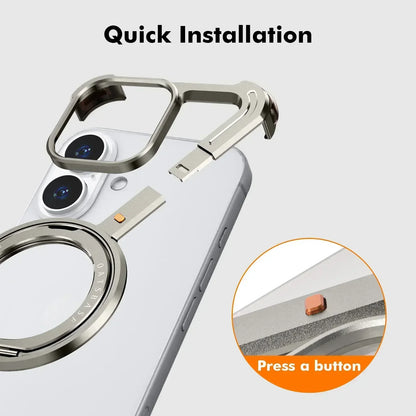Oatsbasf Z Shape Phone Case for iPhone 16 15 14 Pro Max with Stand 360°Rotatable Magsafe Minimalist Frameless Protective Cover
