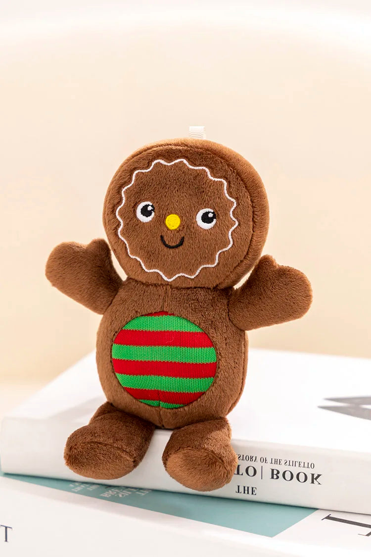 Adorable Ginger Bread Plush Toy Stuffed Caramel Chocolate Gingerbread Man Cushion Christmas Tree House Bow Ring Decor Xmas Deer