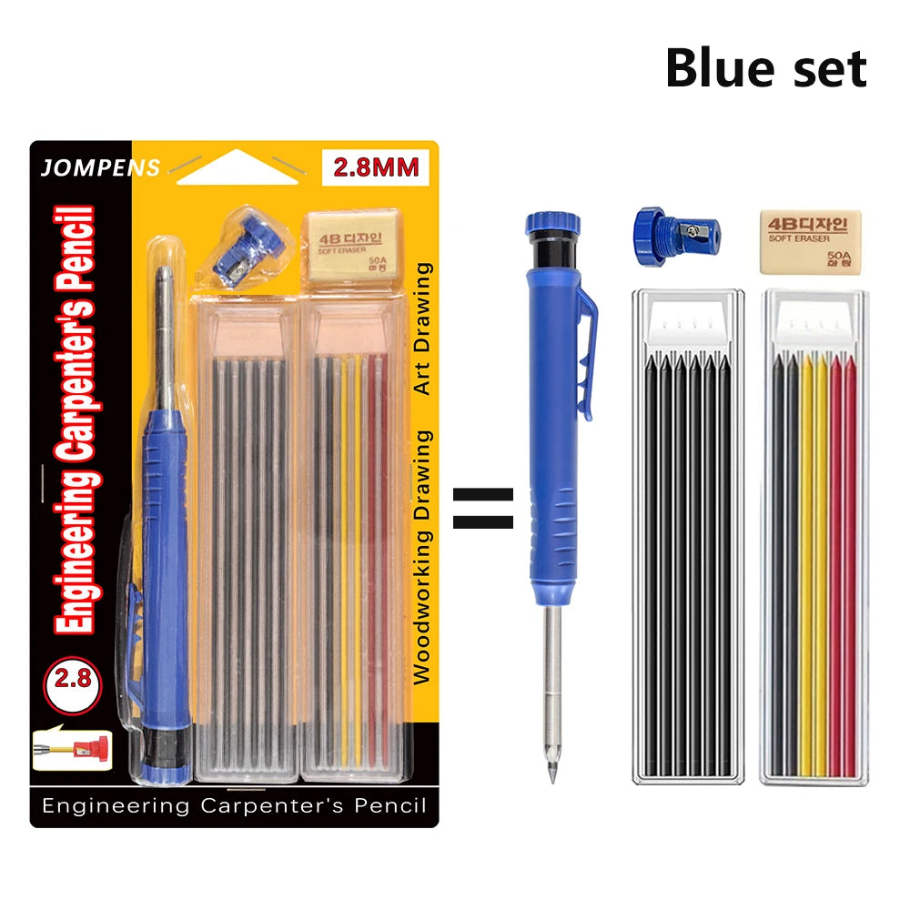 Solid Carpenter Pencil Set Deep Hole Marking Tool Pen Built In Pencil Sharpener Carpenter Lead Core Automatic Pencil Drawing Pen