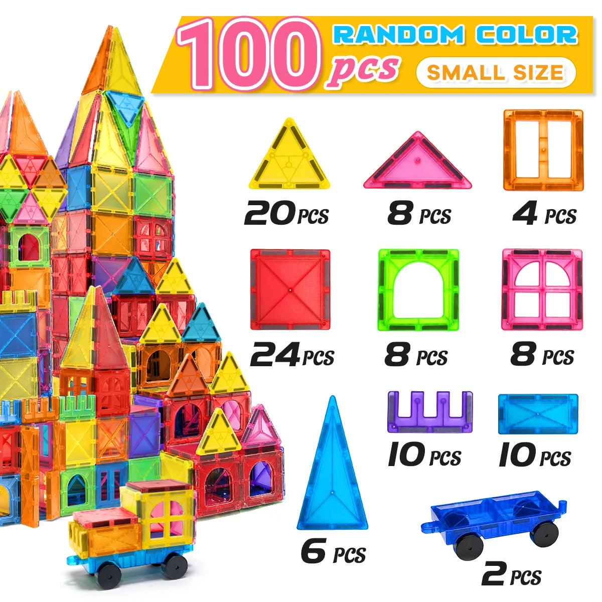 40/64/100PCS Magnetic Building Blocks Montessori  Educational Constructor Toys Set For Kids Game For Boys Girl Gifts