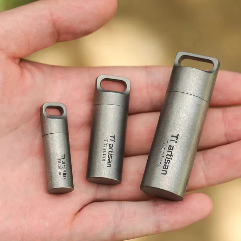 Tiartisan Pure Titanium Sealed Mini Pill Box  Outdoor Travel Waterproof Small Tool Parts Container Multi-Purpose EDC Tool