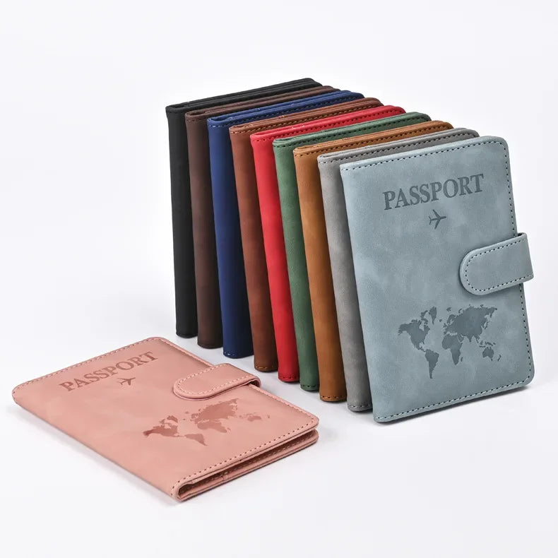 Travel Passport Cover Holder Case PU Leather Men Women Ticket Wallet Protective with Credit Card Holder Protector Cover Case