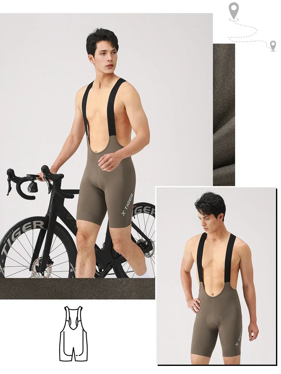 X-TIGER Cycling Bib Pants 120 High Density Cushion Men's Cycling Shorts Road Bike MTB Cycling Pants Sports Fitness Casual Pants