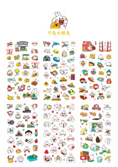 6Pcs/Lot Waterproof Cartoon Transparent Pvc Stickers DIY Hand Account Diary Decorative Stickers Kawaii Phone Cup Stickers