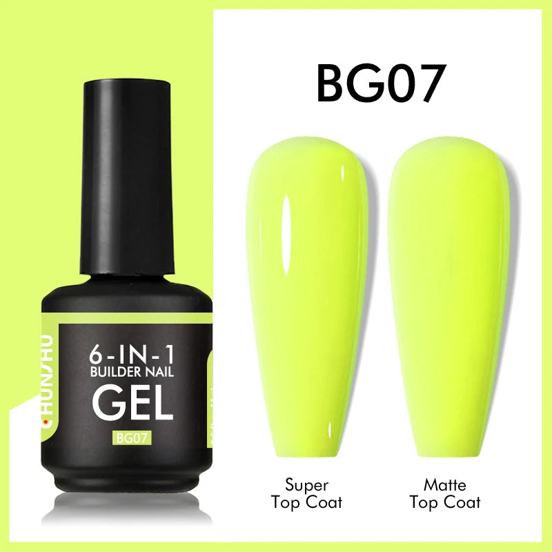 CHUNSHU TPO Free 6 IN 1 Extension UV Gel Polish In A Bottle Builder Nail Gel Rubber Base Coat Semi Permanent Nails Art 15ML