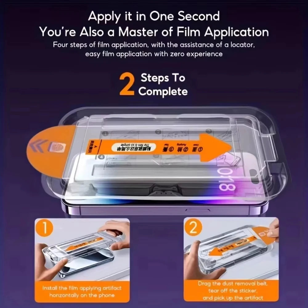 NNBILI 1-5Pcs Dust Free Easy Installation Screen Protector For iPhone 18 17 16 15 14 11 13 12 15 Pro Max 18 XS XRTempered Glass
