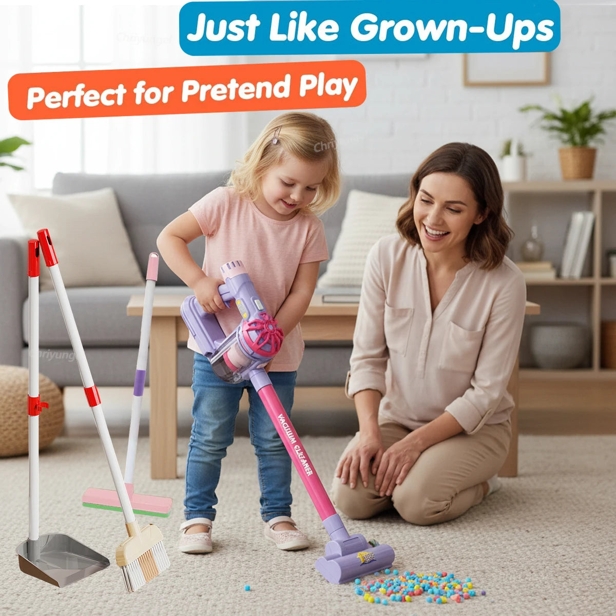 Kids Simulation Electric Vacuum Cleaner Cleaning Set for Toddlers Role Play Housekeeping Educational Toys Girl Boy Gifts