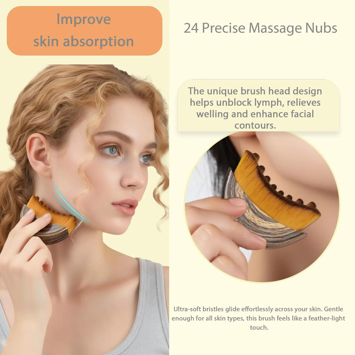 Lymphatic Contour Face Brush, Lymphatic Drainage Brush for Face, Chin & Neck. Features a Newly Upgraded Ergonomic Design