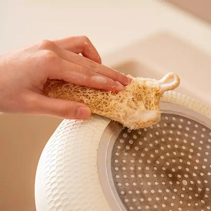 10PCS/5PCS/1PC - Double layer natural loofah sponge for kitchen cleaning, biodegradable, suitable for kitchen cleaning