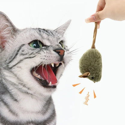 New Type Of Cat-teasing Plush Simulation Mouse Toy Long Plush Bird Chirping Mouse Scratch-resistant And Biting Interactive Toy