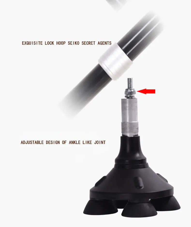 LED Light Walking Stick for Elderly - Adjustable Aluminum Alloy Crutch with Non-Slip Rubber Base for Seniors/Men/Disabled