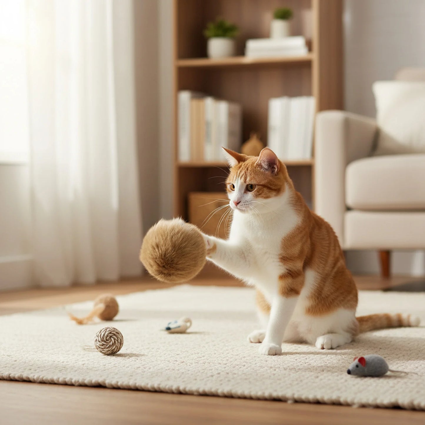 1/2/3/6pcs Rabbit Fur Ball Interactive Cat Toy Pet Product Containing Catnip Toy Ball Chasing Plush Toy Ball Cat Accessories 8cm