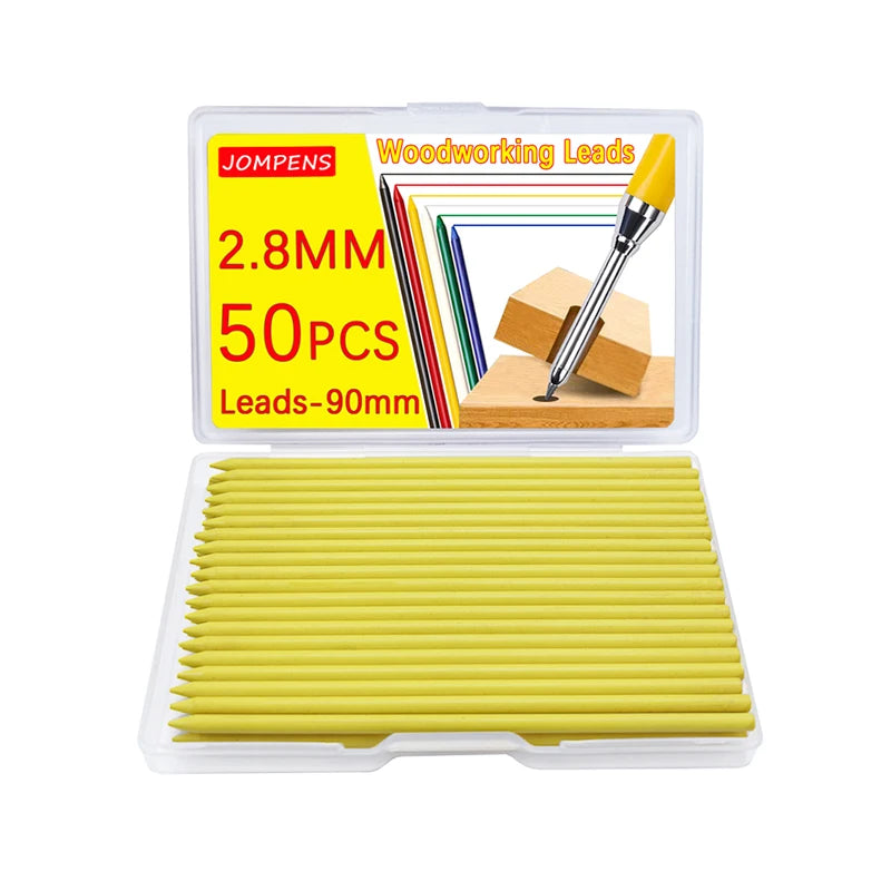 50pcs 2.8mm Solid Carpenter Pencil Replaceable Leads, Deep Hole Marking Architectural Painting Woodworking Automatic Pencil Lead