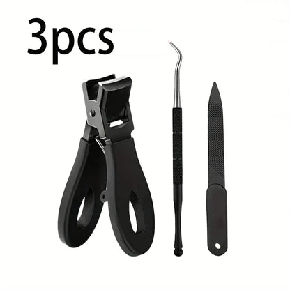 1/3/4/5pcs Stainless Steel Toenail Clippers Set with Ergonomic Handle,Includes Wide Mouth Angled Scissors,Nail File Cuticle Tool